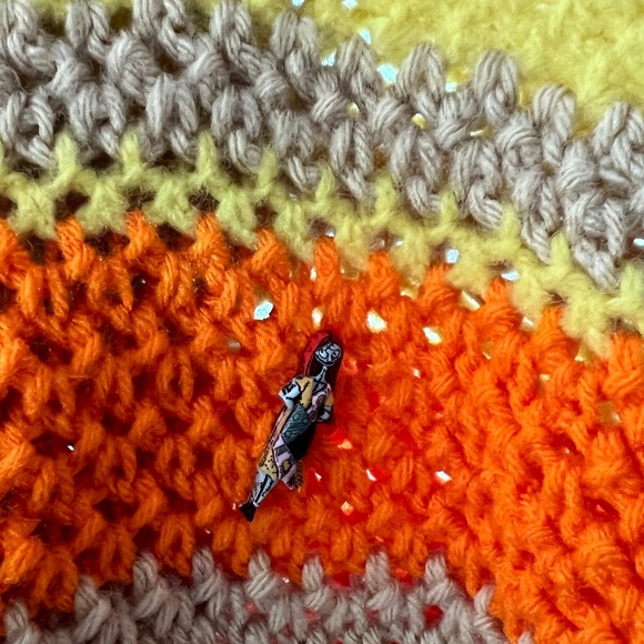 Candy Corn homemade kids costume. Knit with a hood open sides. Comfortable. Warm - Picture 5 of 9